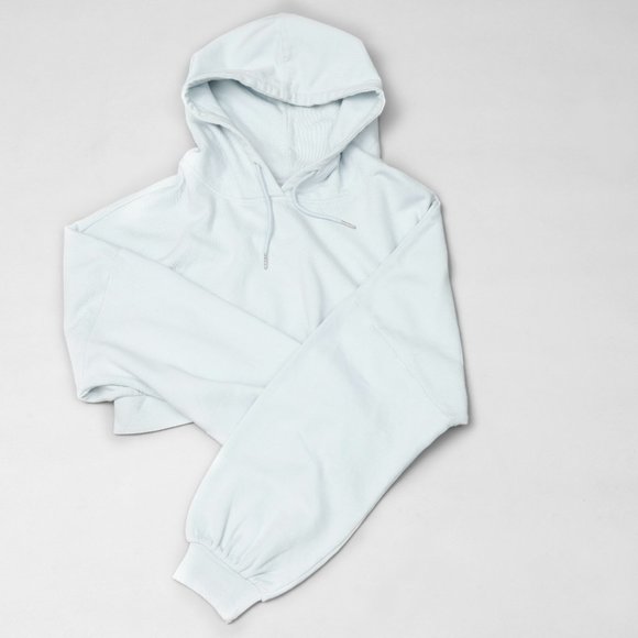 NWT OAK+FORT Cropped Powder Blue Hoodie - Picture 4 of 6